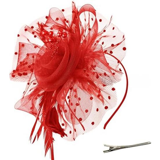 Girls Hoop Bridal Elastic Design Feather Hair Floral Hairpin Flower Headdress