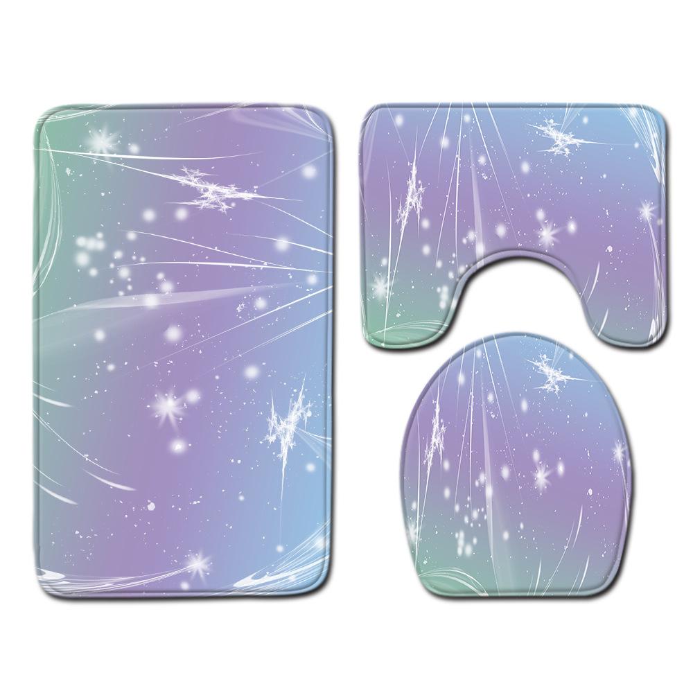 Colorful Gradual Change Toilet Floor Mat Three-Piece Bathroom 3-Piece Carpet Door Mat