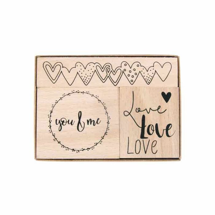 Kit de trois tampons en bois 'Cher'