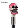 Pink White Resin Skull Head Walking Cane Fashion Decorative Steel Walking Stick Gentleman Elegant Cosplay Cane Knob Crosier 94cm
