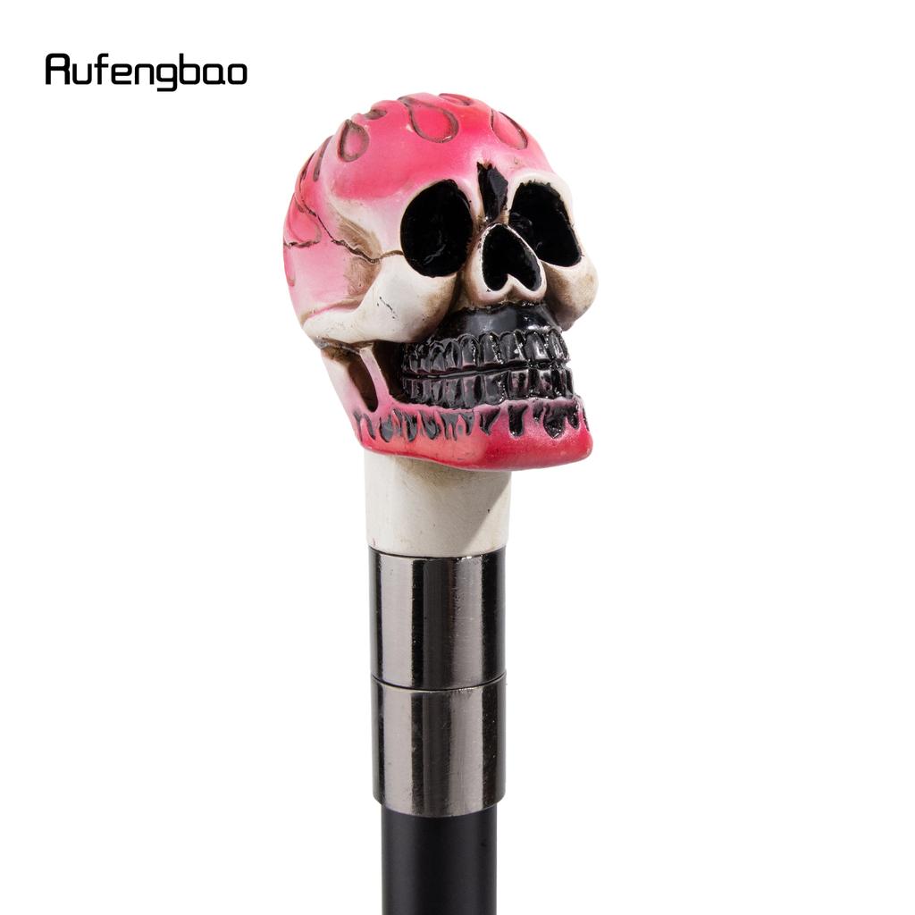 Pink White Resin Skull Head Walking Cane Fashion Decorative Steel Walking Stick Gentleman Elegant Cosplay Cane Knob Crosier 94cm