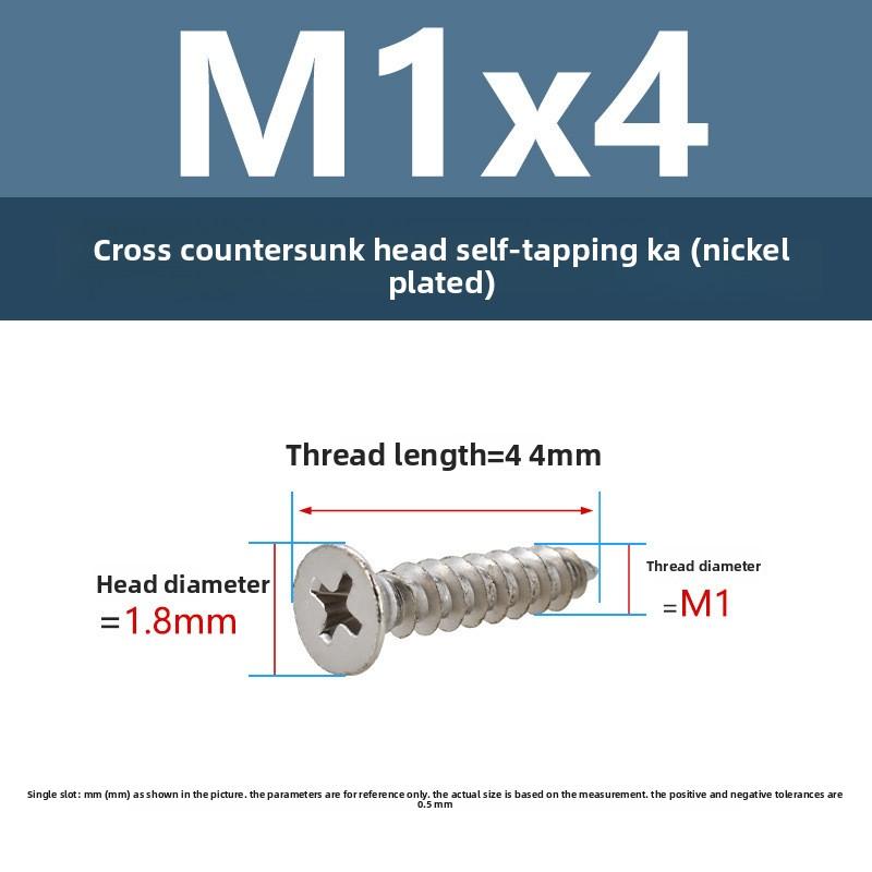4 PCS Cross Flat Head Wood Screws M1 M1.5 M5 Construction Screws Zinc Plated Self Tapping Wood Screws For Cabinet Fiberboard