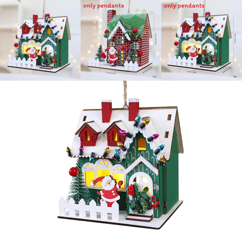 Christmas Wooden House Decor With Snowy Scene For Holiday Home Display