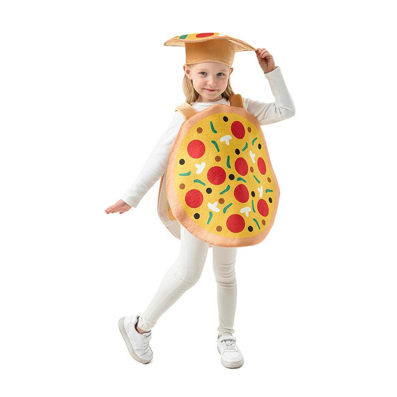 Cosplay Halloween Kids Food Pizza Vest Hat cos Stage Performance Costume