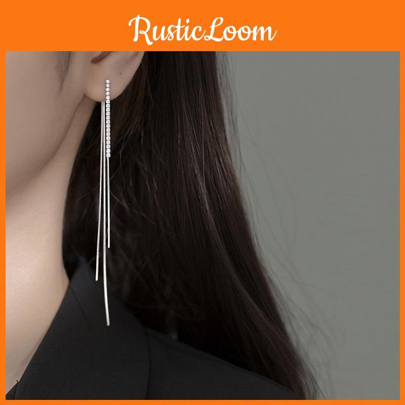 Trendy Long Copper Earrings With Fringe Perfect For A Slimming Look