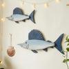 Wood Fish Nautical Wall Decor Rustic Beach Fish Wall Art Coastal Ocean Wall Hanging Sculpture for Kitchen Dining Room Home Decor