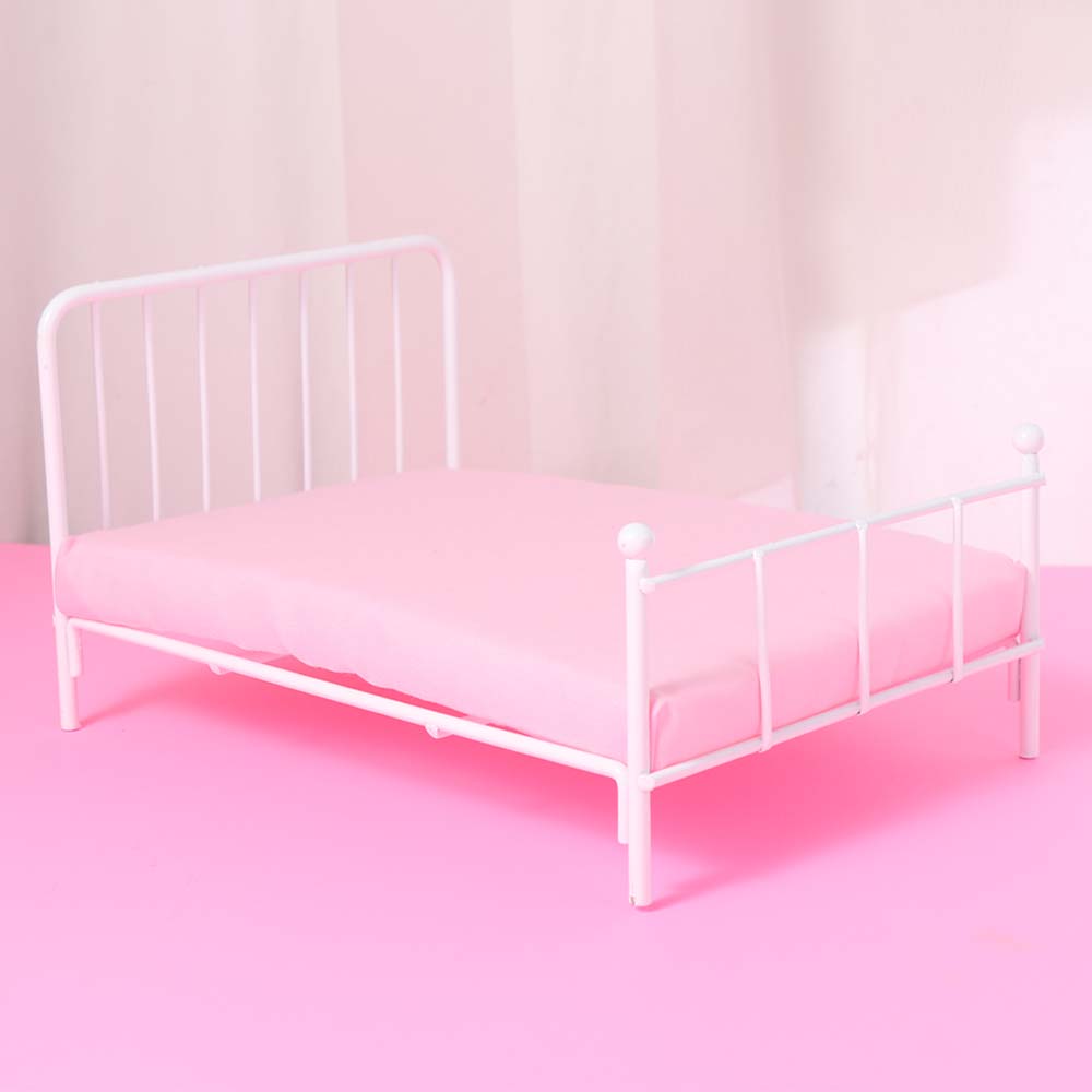 Iron Frame Doll Bed Furniture 1:12 Scale Mini Bed Model Dollhouse Bed  Dollhouse Accessories