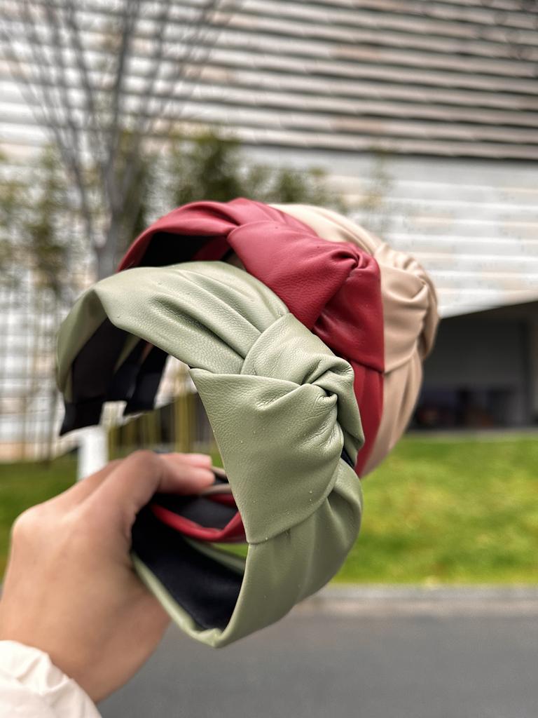 Retro Pu Leather Knotted Headband for Women, Fashionable Wide-Brimmed Simple Pure Color Headband, Daily Face Wash and Hair Accessories