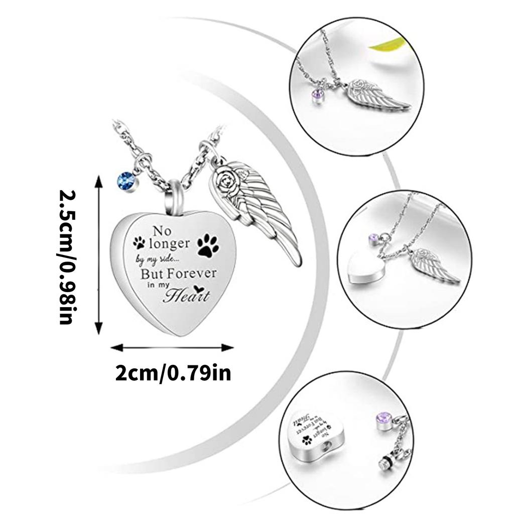 Sturdy Stainless Steel Heart Wing Locket Necklace for Ashes or Perfume Sentimental Keepsake for Memories Daily Use