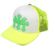 CHROME HEARTS [Excellent Condition] 040-055243 3 Cemetery Cross Patch Trucker Cap Hat 53-60 Neon yellowUsed