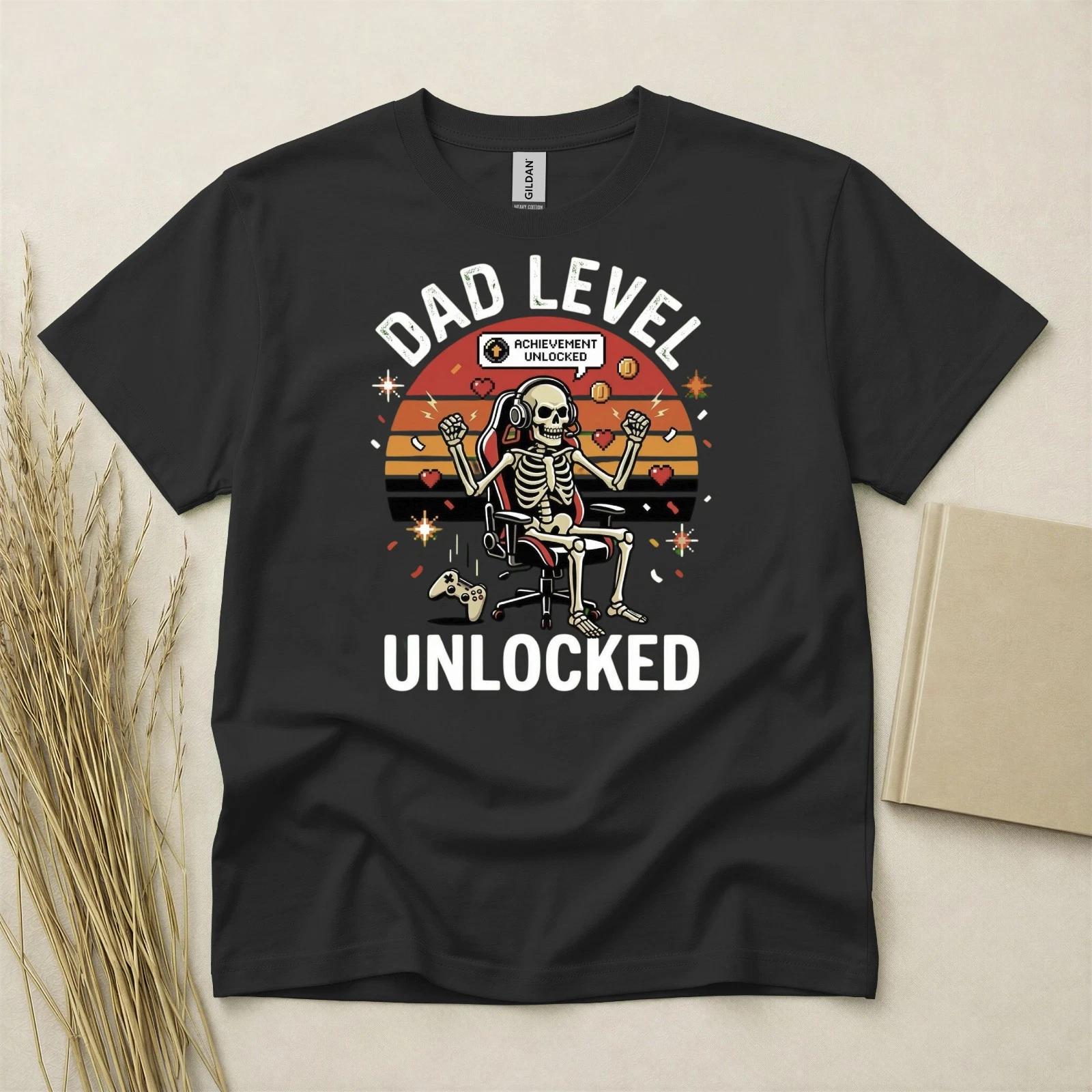 Dad Level Unlocked T Shirt Fathers Day Gift Birthday Gift For Gamer Dad Mens Tee XS