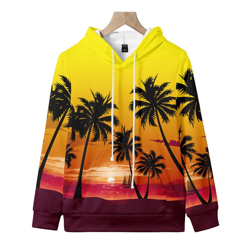 

Men s 3d Print Hawaii Hooded Sweatshirt Coconut Tree Graphic Hoodie Long Sleeves Pullovers Tops Women Clothes High Quality Hoody