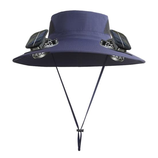 

2Pcs Summer Hat with Dual Solar Fans USB Charging Wide Brim Outdoor Fishing Hat Breathable Cooling Sun Protection Hat F