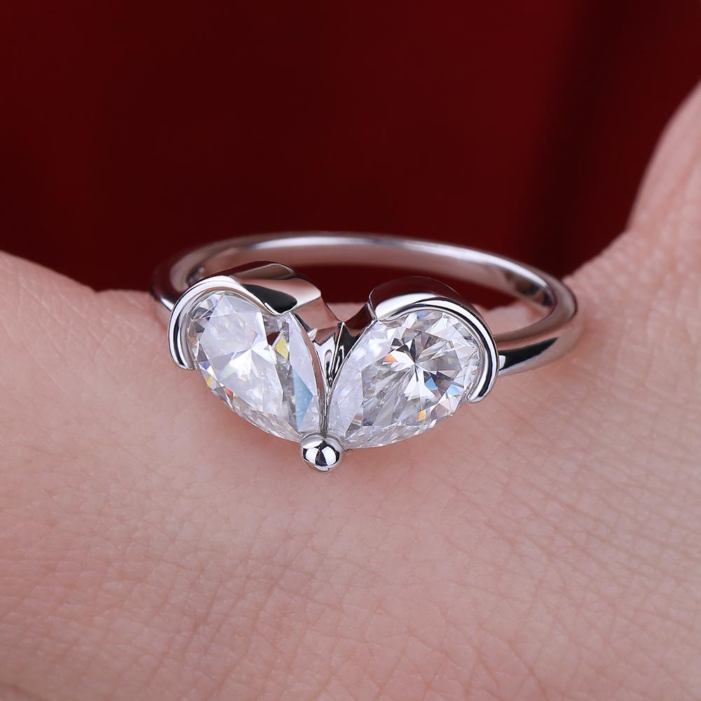 3cttw Pear Cut Moissanite Diamond Rings for Women   CopperTwo Stone Engagement Ring Wedding Bands Fine Jewelry Gift
