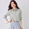Elegant Women's Green Satin Shirt - Spring 2026 New Arrival, Perfect for Professional Interviews