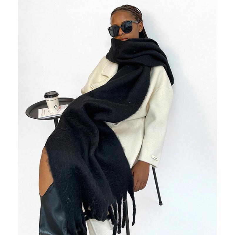 1 Damen-Winter-Fleece-Langschal mit Quasten - Weich und Warm,Verdickt,Winddichter Schal,Multifunktionaler Schal