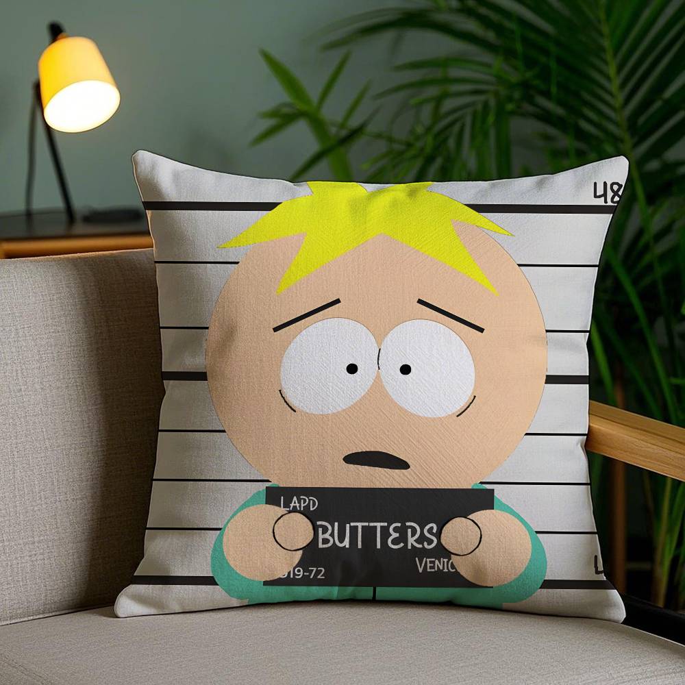 Cartoon Anime Funny South Park-P Pillow Case Anti-dustmite Pillowcase Invisible zipper silky short plush Sofa cushion cover