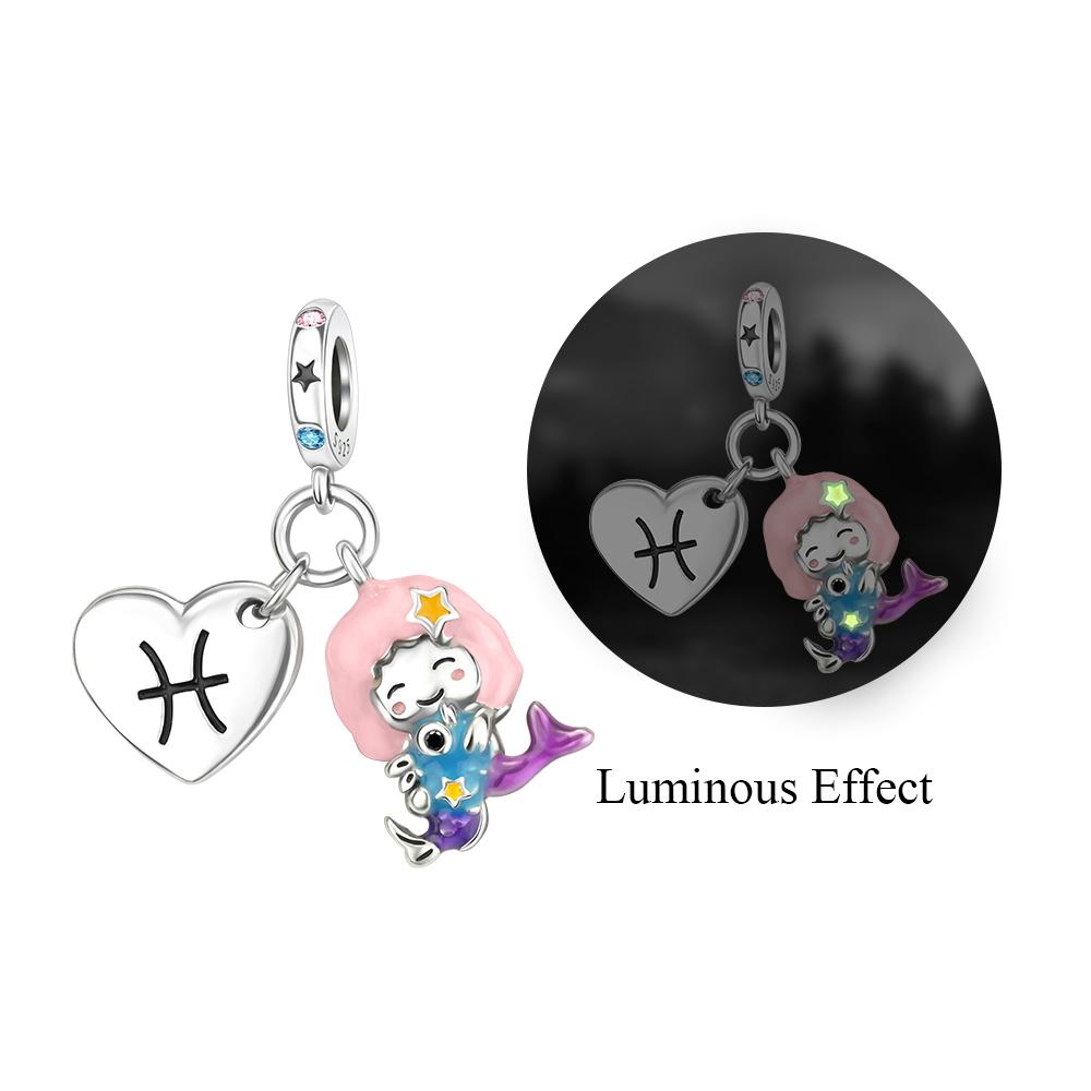 Oryginalne Miedziane Charmsy Szczęśliwe Znaki Zodiaku Koraliki Świecące Gwiazdy Zawieszki Pasują Bransoletka DIY Drobna Biżuteria Prezent