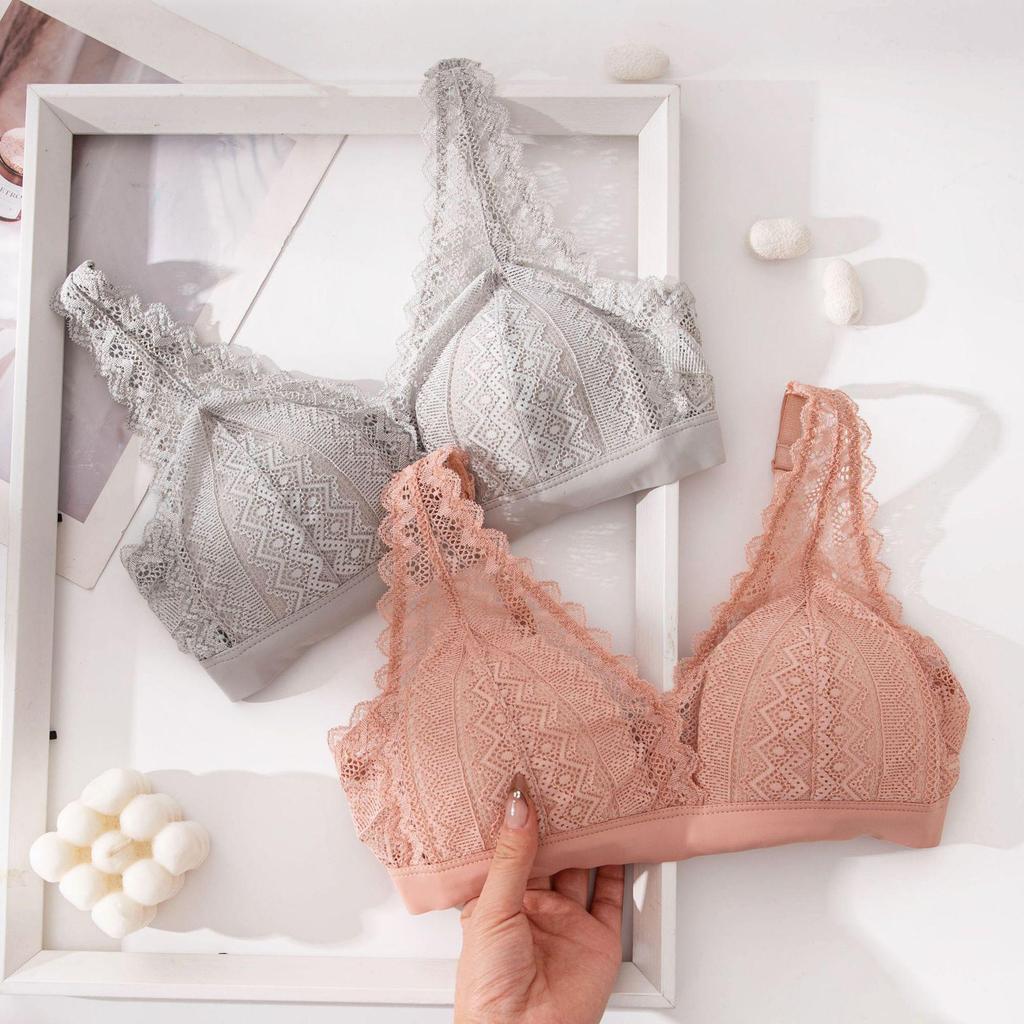 Eleganter Dreiecks-BH aus Maulbeerseide mit Spitze - Bequem, verstellbar, Lingerie im französischen Stil für Damen