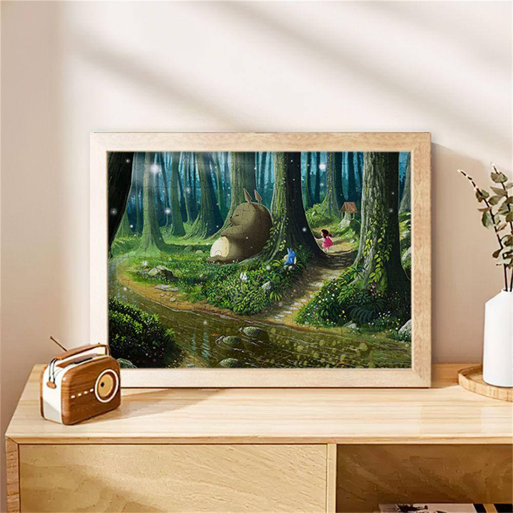 Studio Ghibli Totoro Drewniana Układanka Urocza Ozdoba&Drewniana Układanka Totoro Z Ramką DIY Dekoracja Biurka