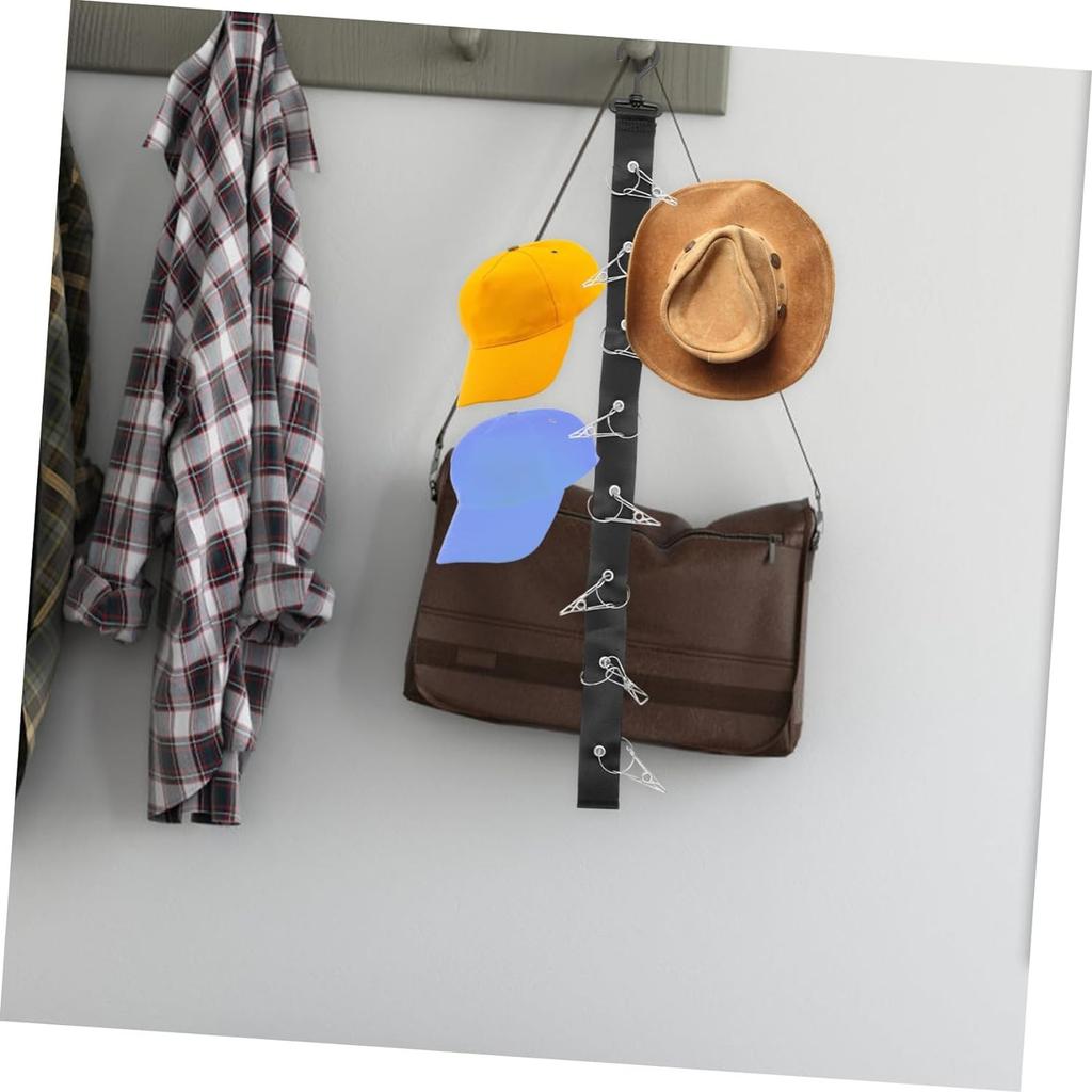 16 Baseball Caps Stainless Steel Hat Rack with 8 Clips – Non-Motorized Home and Closet Organizer