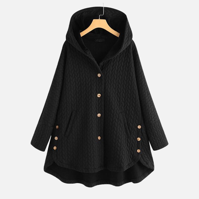 Damen Herbst- und Winter-Mittelmantel mit Kapuze, Lässige Warme Damen Baumwollwattierte Jacke Oberteile