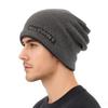 Winter Fleece-Lined Thickened Beanie for Men and Women Outdoor Knitted Hat with Letter Design Cycling Warm Woolen Hat