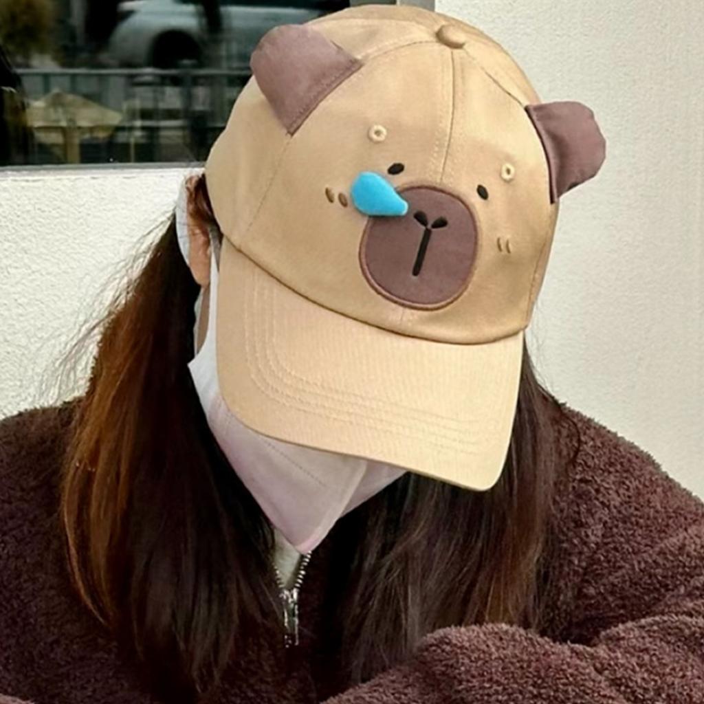 Capybara Ear Baseball Hat for Women Men Lovely Cartoon Ear Hat Streetwear Hat Hiphop Hat Unisex Headwear