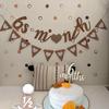 Stendardo Segno Mezzo Compleanno in Carta Kraft Scritta Corsiva Candelabro Ghirlanda 6 Mesi per Decorazioni Festa di Compleanno Baby Shower