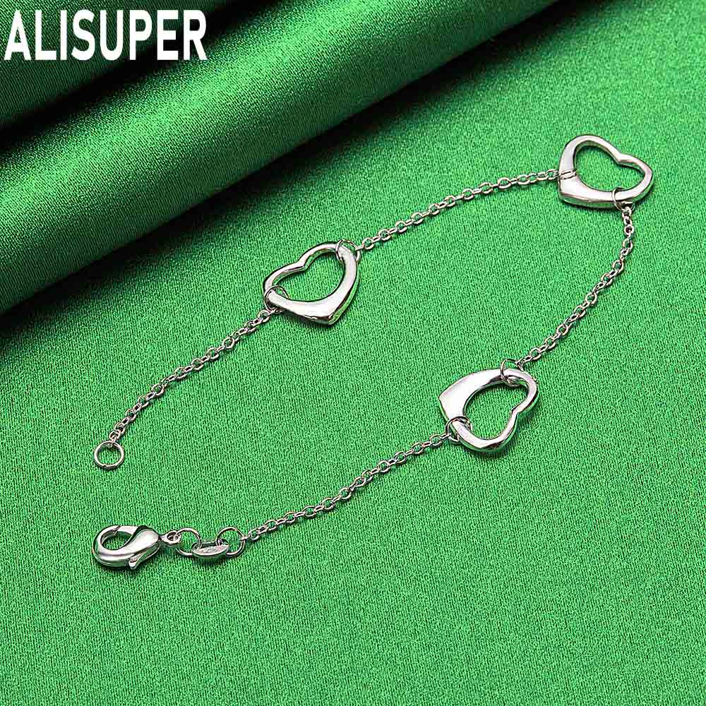 Bracciale Esclusivo in Argento Sterling 925 con Cuore Traforato e Catena Laterale Gioiello Regalo