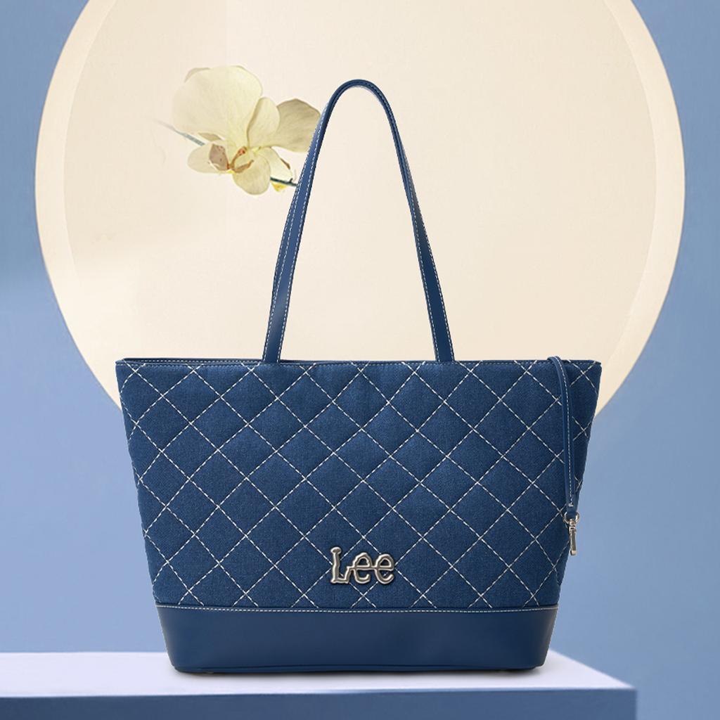 New Lee PU, Textile Mixture Tote Bag, Shopping Bag, Shoulder Bag Women's Dark Blue LE250147M-503
