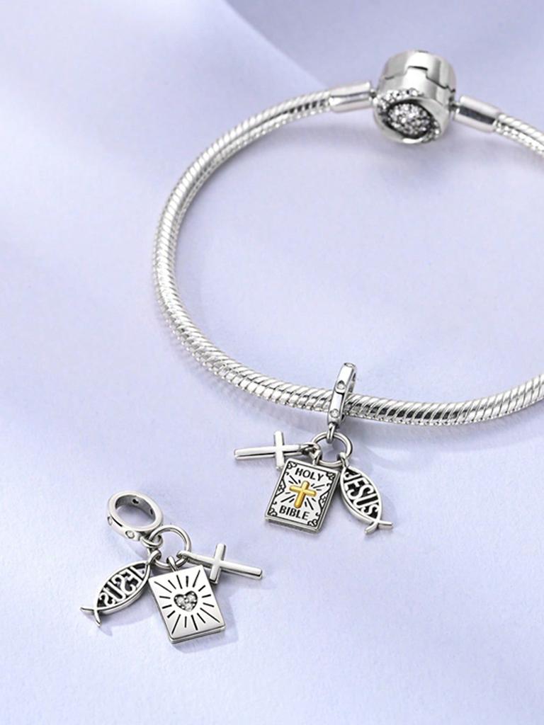 Zawieszki Srebro Miedziane Kolory Miłość Krzyż Diabelski Młyn Koraliki Zawieszka Charm Do Oryginalnej Bransoletki Dla Kobiet Biżuteria DIY Miłość Prezent