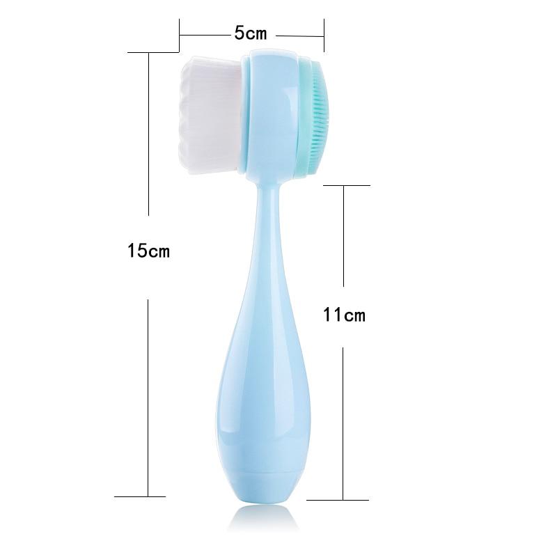 Silicone Facial Cleanser Brush Double Side Portable Face Cleaning Bowling Massage Face Washing Product Skin Care Tool