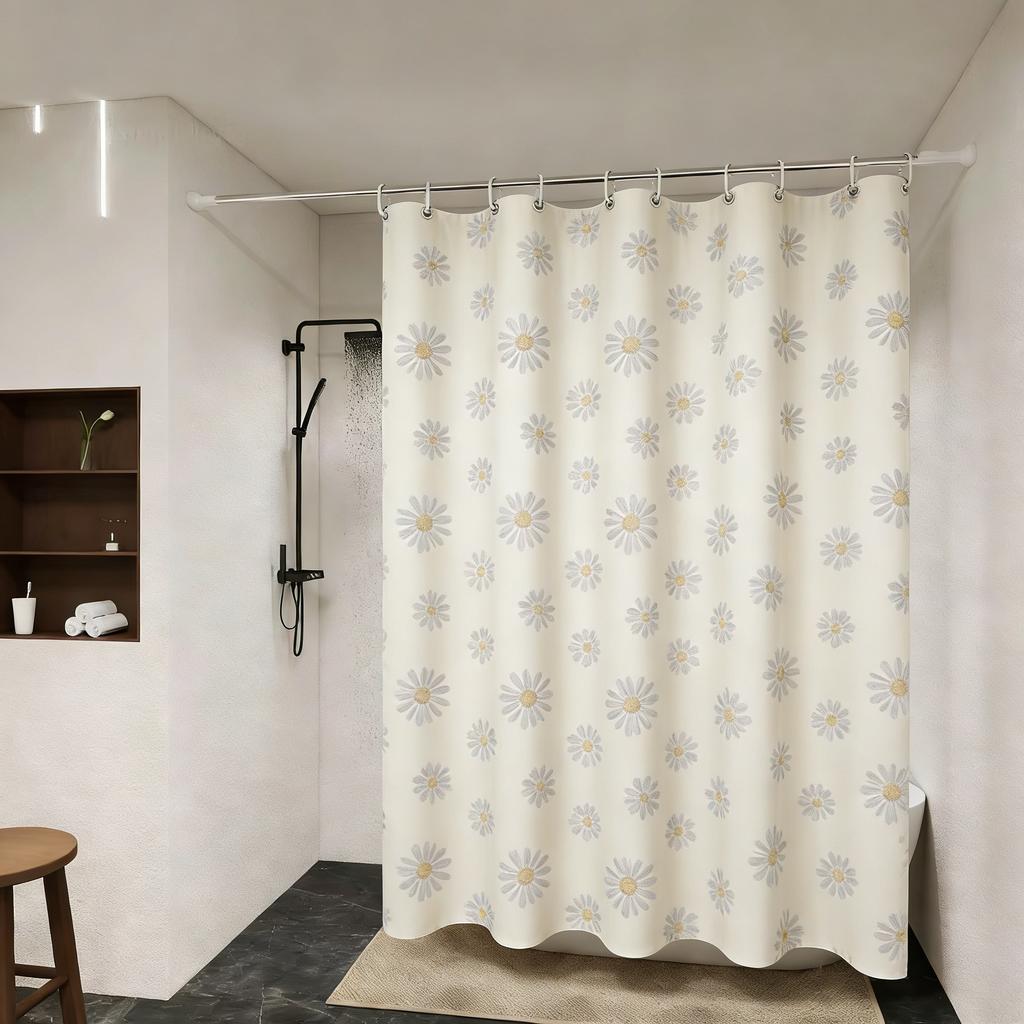 Modern Black Abstract Interwoven Line Art Waterproof Shower Curtain
