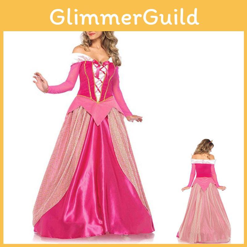 Magical Polyester Sleeping Beauty Princess Dress With Headwear For Special Events