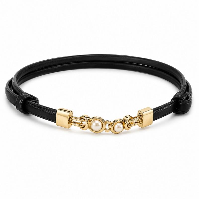 Versatile Womens Thin Belt Pearl Buckle Dresses Shirts Fashion Waist Strap