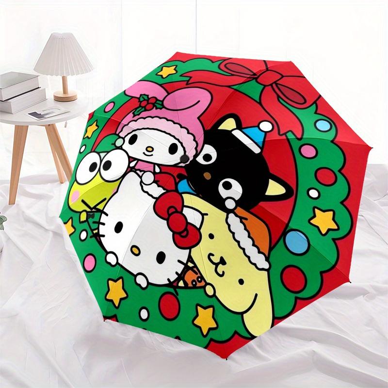 1pc Christmas Hello Kitty CharactersUmbrella with Plastic Handle,Suitable for All Seasons Home Travel Outdoor UmbrellaSanlio147
