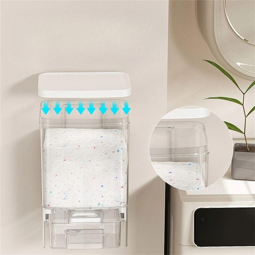Multifunctional Washing Powder Storage Box Wall Mounted Solid Grain Box Detergent Beads Organizer