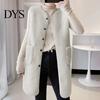 Einreihige Damenweste Herbst Winter Mantel Rundhals Locker Mittellang Ärmellos Taschen Strickjacke Warm Dick Oberbekleidung Weste