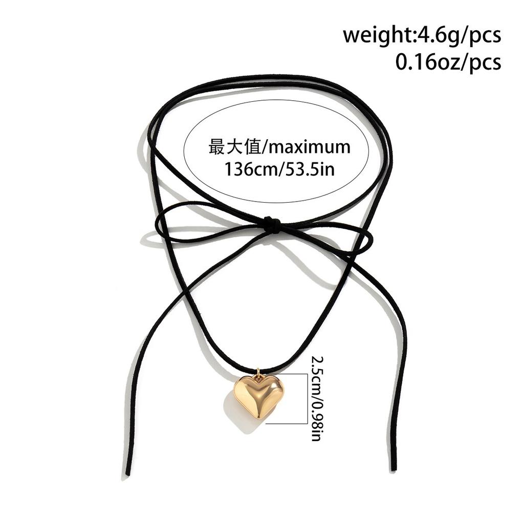 Exaggerated Black Velvet Big Heart Pendant Choker Necklace Women Knotted Bowknot Adjustable Rope Chain Jewelry Wed Accessories