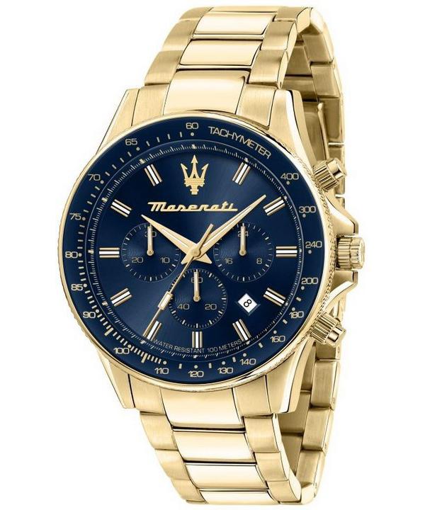 

Мужские часы Maserati Sfida Chronograph Gold Tone Stainless Steel Blue Dial Quartz R8873640008 100M синий