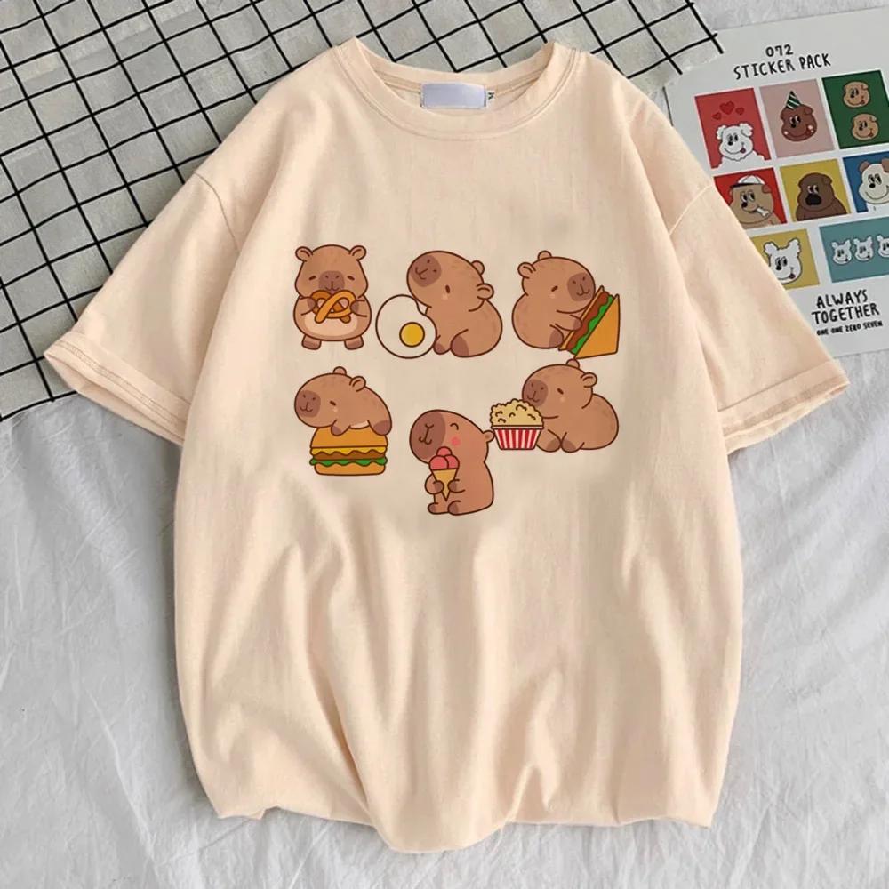 Round Neck T-shirt Cute Tops Women Clothes Capybara Kapibara Women Fashion T-shirts