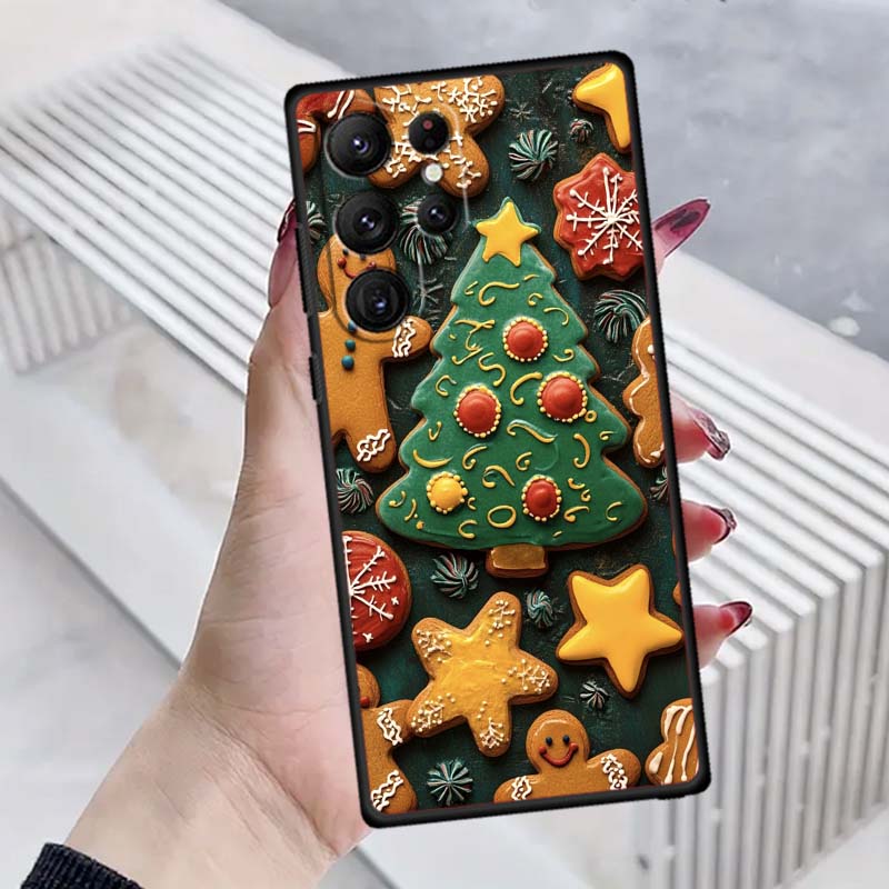 Boîte Cadeau Noël Design Coque de Téléphone Pour Samsung Galaxy S26 S25 S24 S23 S22 S21 S20 Ultra Plus FE 5G Noir TPU Souple