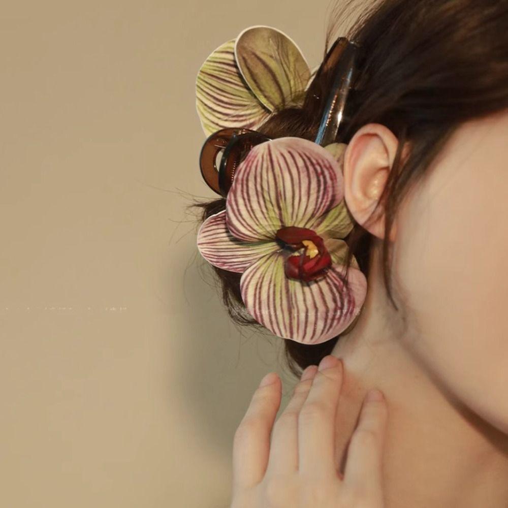 Bohemia Barrettes Butterfly Orchid Hair Clip Ponytail Clip Large Shark Clip Flower Hair Claw  Girl