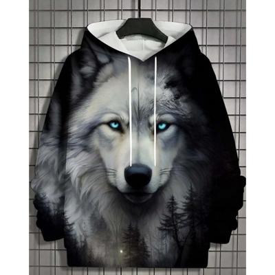 Sudadera con capucha para hombre con estampado 3D de animales, gráficos de lobo, manga larga, moda casual, otoño, unisex, sudaderas oversize con capucha, estilo urbano.