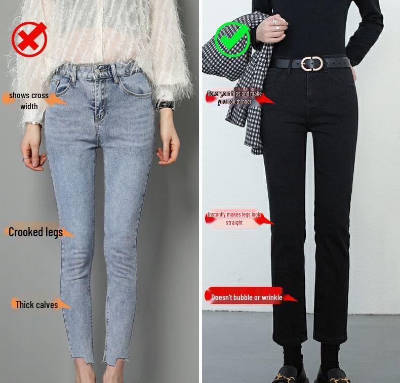 Dámské letní zeštíhlující černé džíny cigaretového střihu s vysokým pasem a rovnými nohavicemi