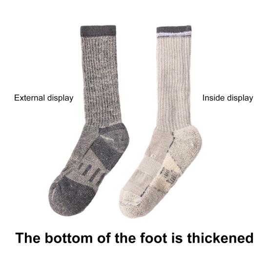 1 Pair Women Winter Socks Mid-tube Cotton Socks Elastic Rib Cuffs Socks for Hiking Sports Machine Washable Keep Warm Anti-slip Daily Stockings