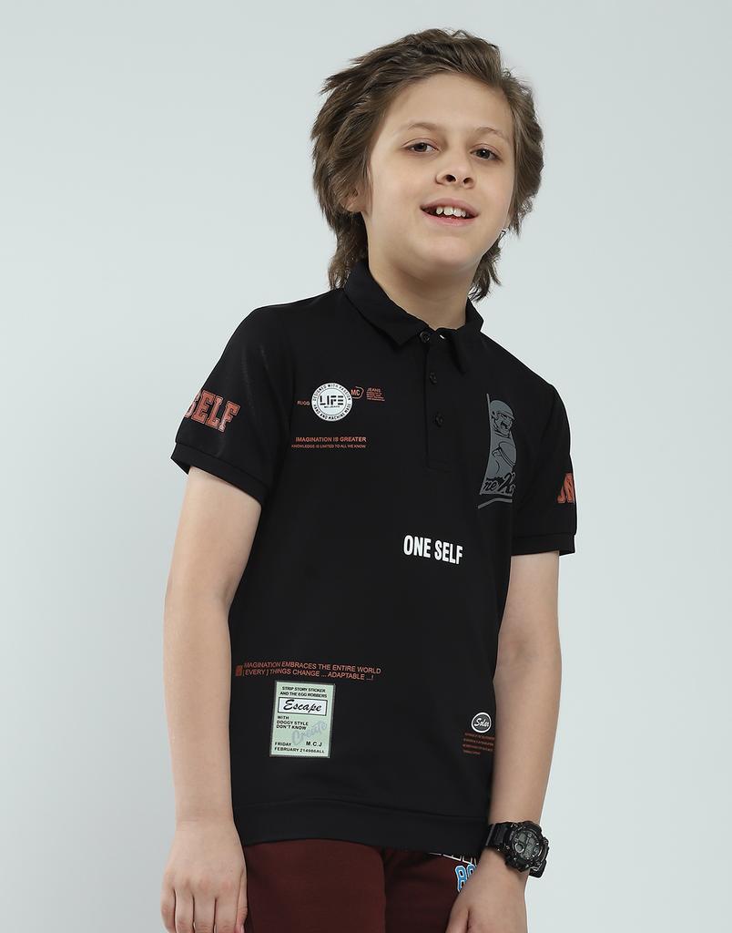 Monte Carlo Boys's Regular Fit Printed Polo Half Sleeve T-Shirt