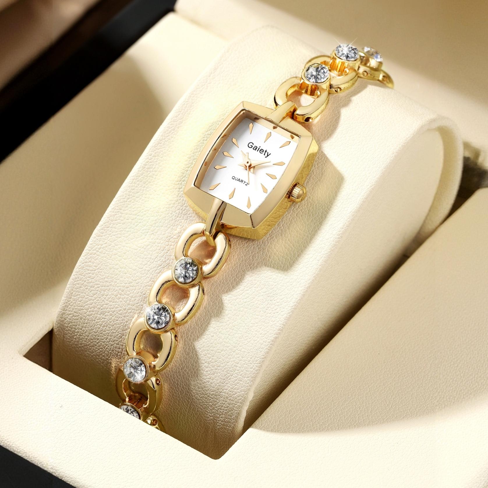 

Elegant Ladies Watch Luxurious and Minimalist Rhinestone Element Strap Quartz Watch Suitable for Daily Clothing Matching золотий