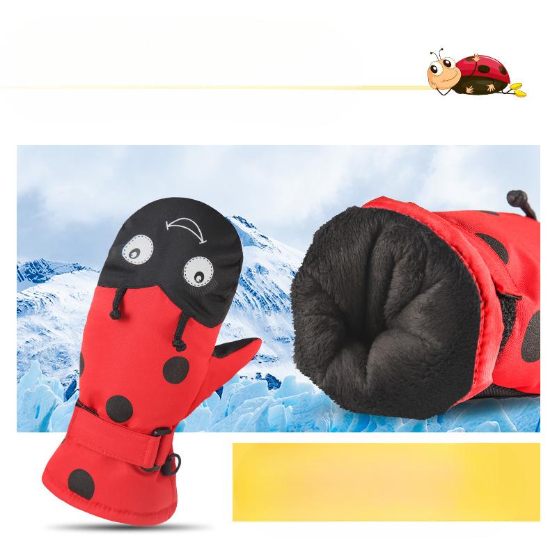 Children's Ski Gloves with Finger Hands Cartoon Waterproof and Warm  for Toddlers and Children To Ride with Fingers Connected